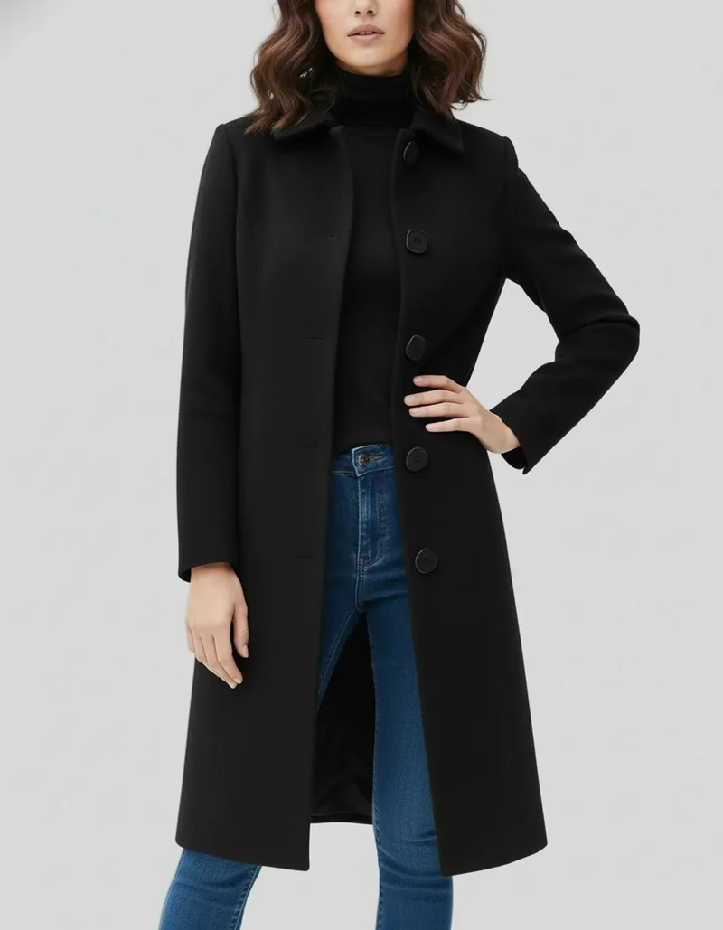 Franziska | Damen Lange Winterjacke mit Knopfleiste