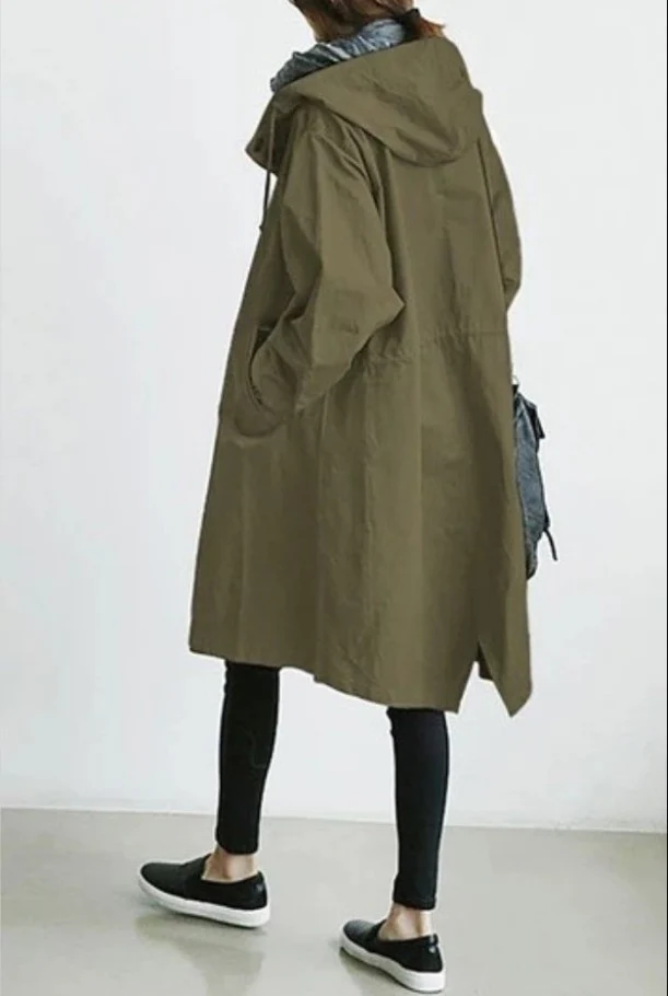 Edith | Damen langer Streetcoat mit Knopfleiste