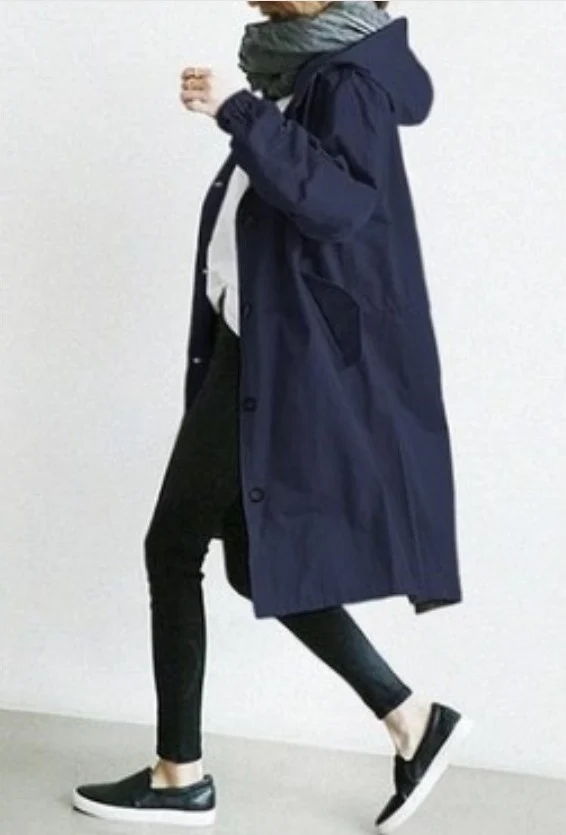 Edith | Damen langer Streetcoat mit Knopfleiste
