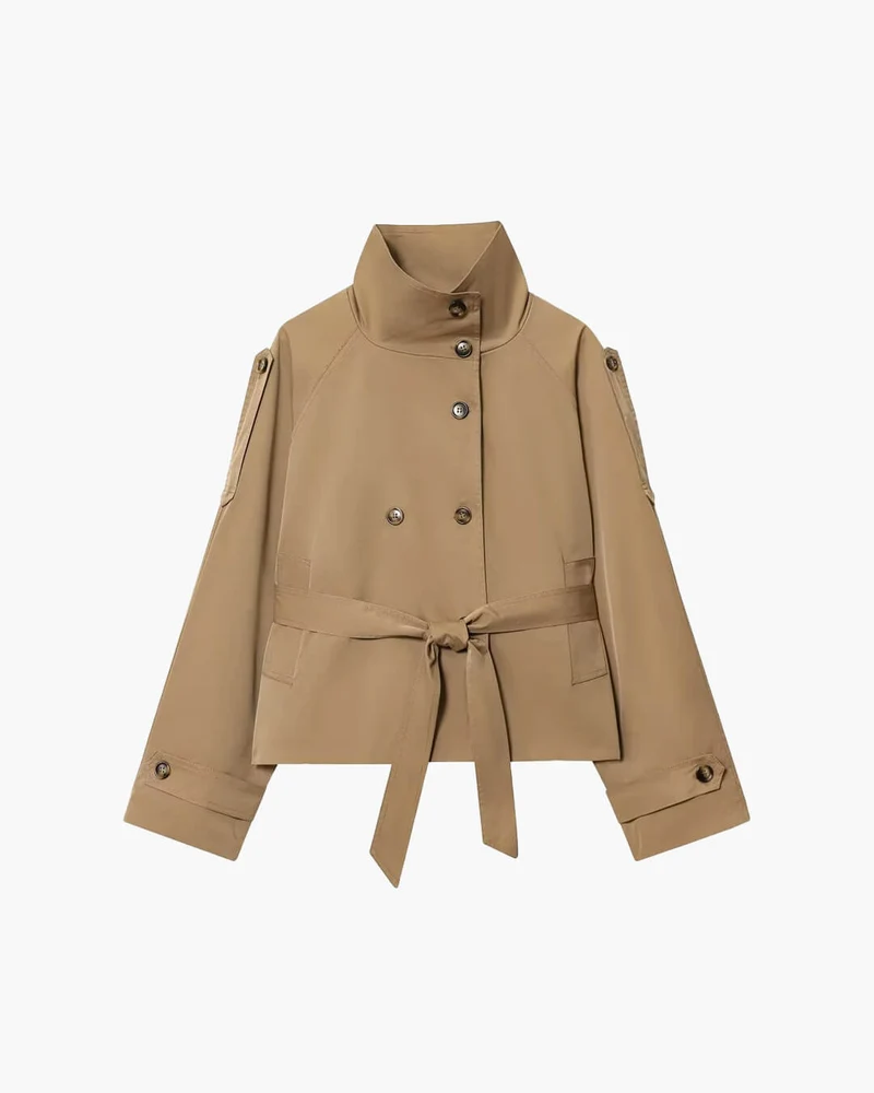 Kerstin | Damen Kurzer Winter-Trenchcoat mit Gürtel