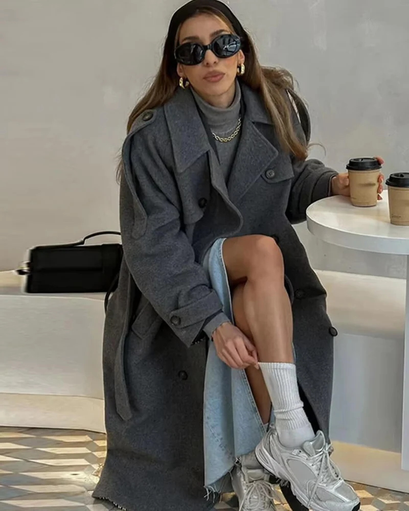 Sandra | Damen Stilvoller und Vielseitiger Wollmantel