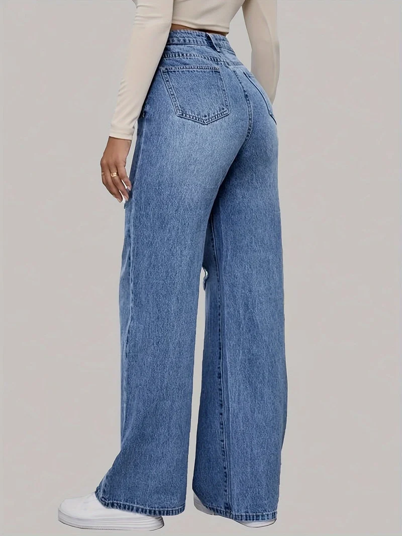 Baggy Jeans Damen | Herz-Graffiti-Print & Wide-Leg Streetstyle