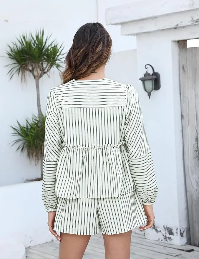 Zweiteiliges Sommeroutfit Damen | Gestreift & Romantisch