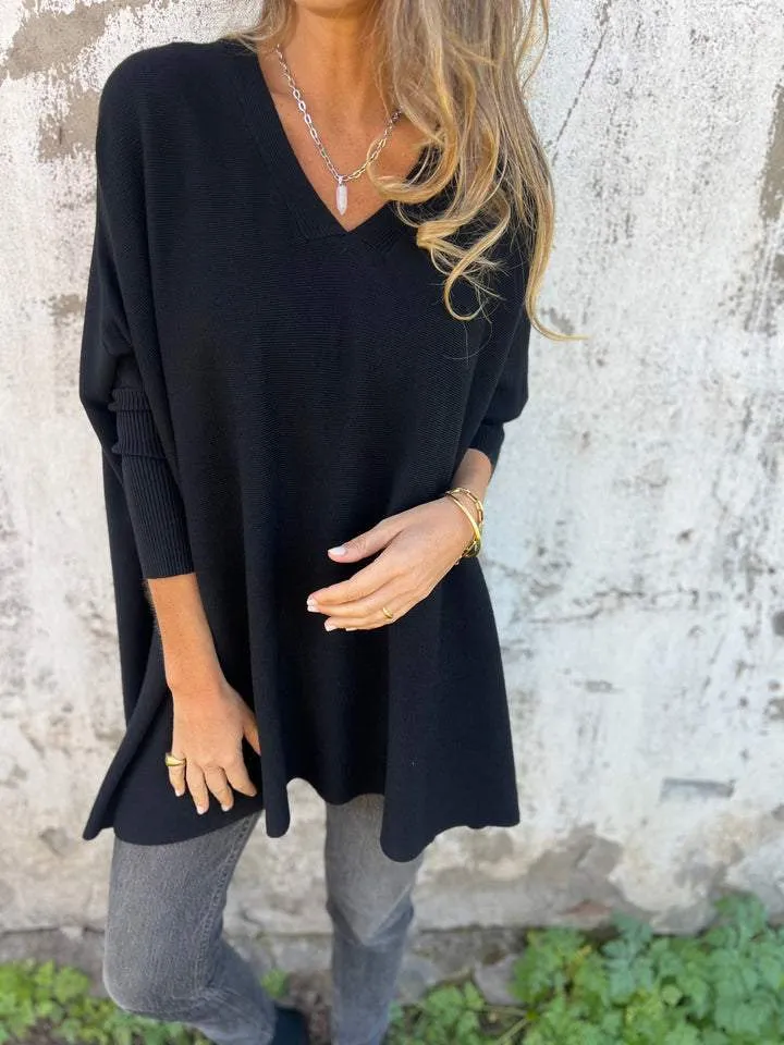 Sweatshirt Damen Oversize | V-Ausschnitt & Lockerer Fall
