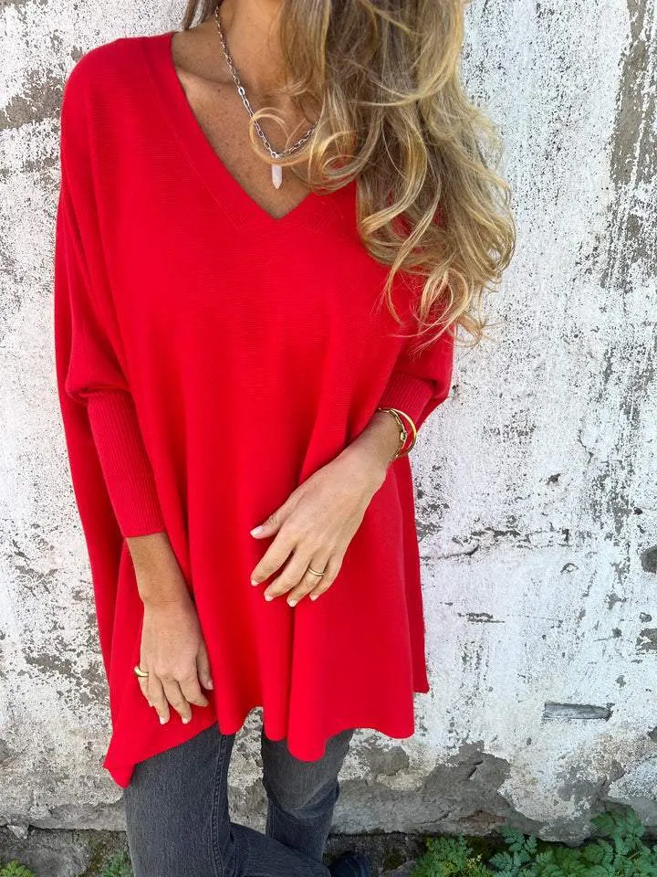 Sweatshirt Damen Oversize | V-Ausschnitt & Lockerer Fall