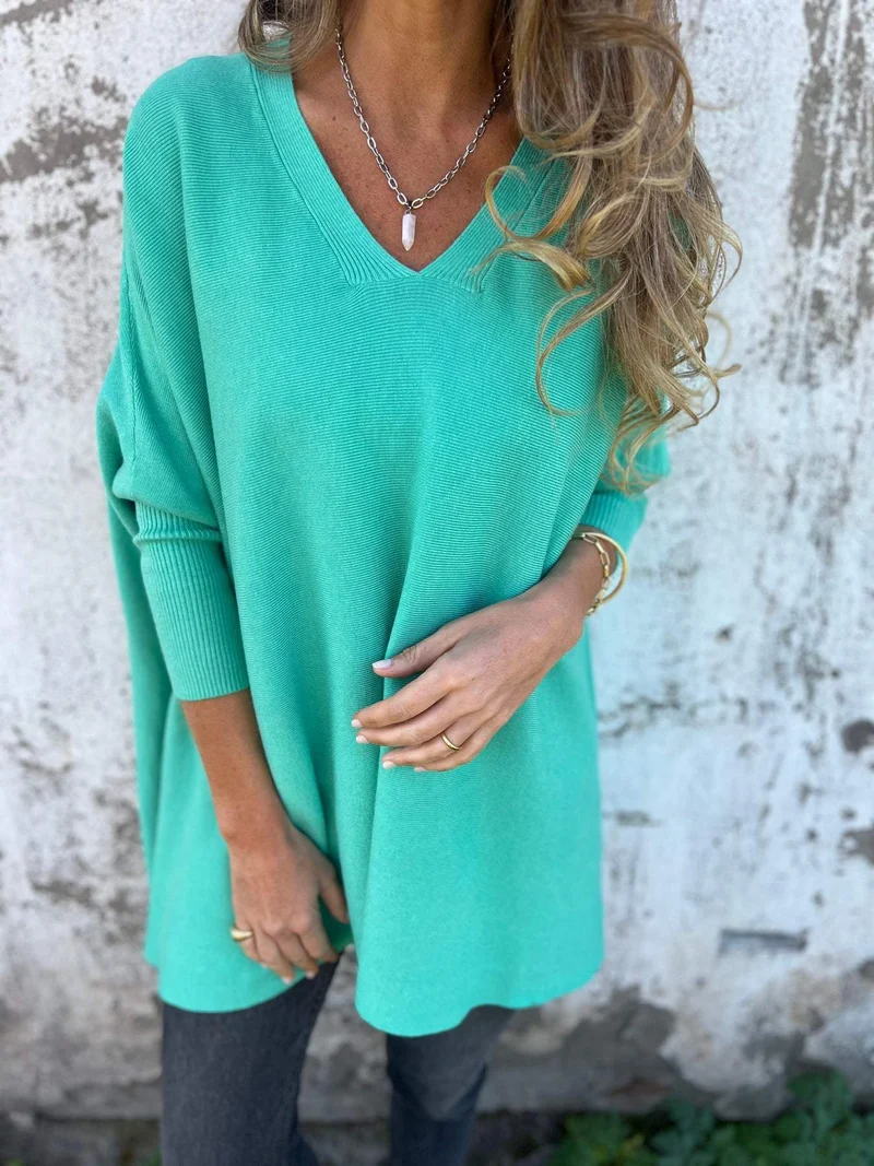Sweatshirt Damen Oversize | V-Ausschnitt & Lockerer Fall