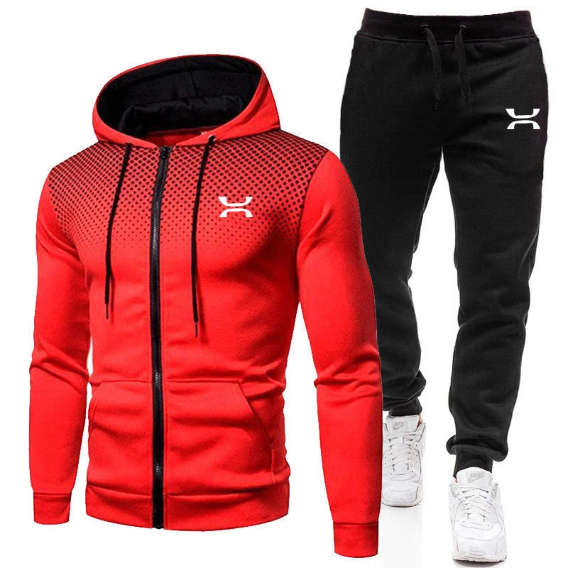Sportanzug Herren | Hoodie mit Reißverschluss | Komplettes 2-Teile Set
