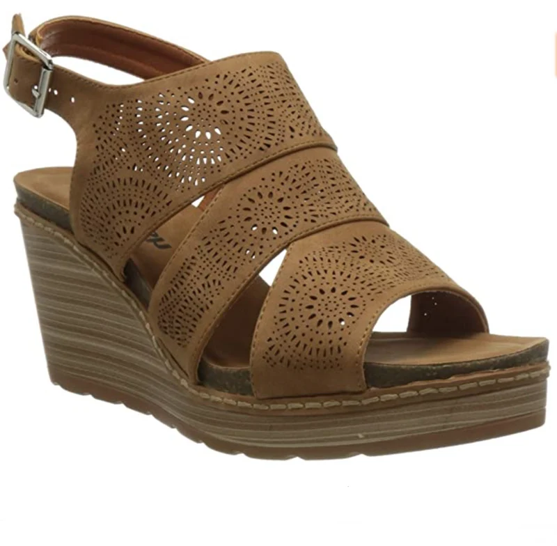 Refresh Plateau-Keilsandalen für Damen – Kamel