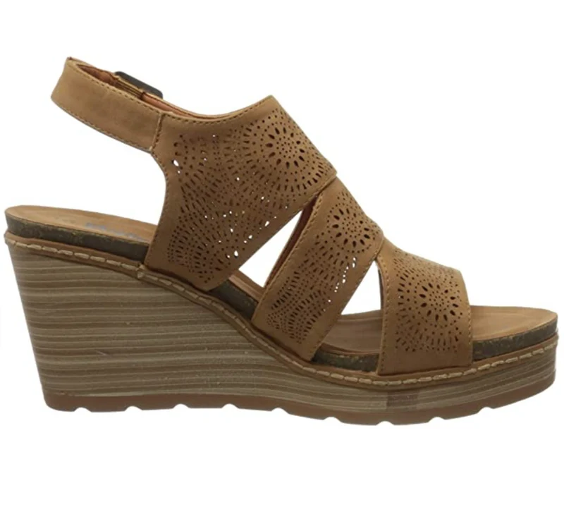 Refresh Plateau-Keilsandalen für Damen – Kamel