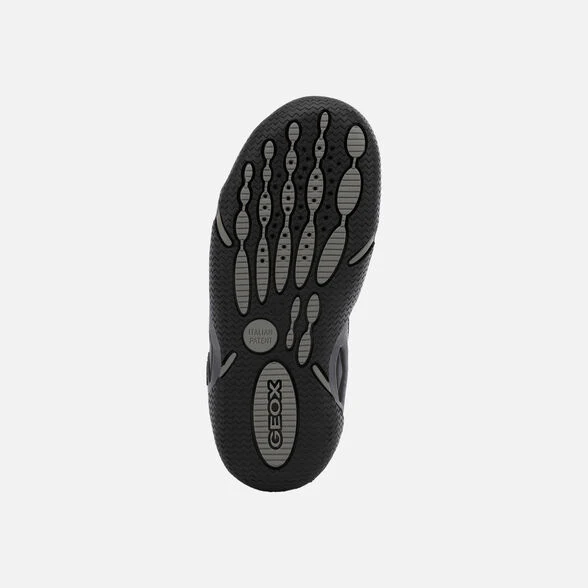 Geox Wader-Schulschuhe aus glattem Leder für Kinder – Schwarz