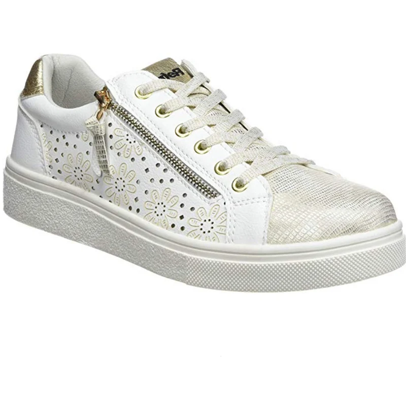 Refresh Modische Damen-Sneaker – Weiß / Gold