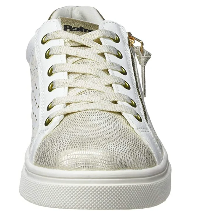 Refresh Modische Damen-Sneaker – Weiß / Gold