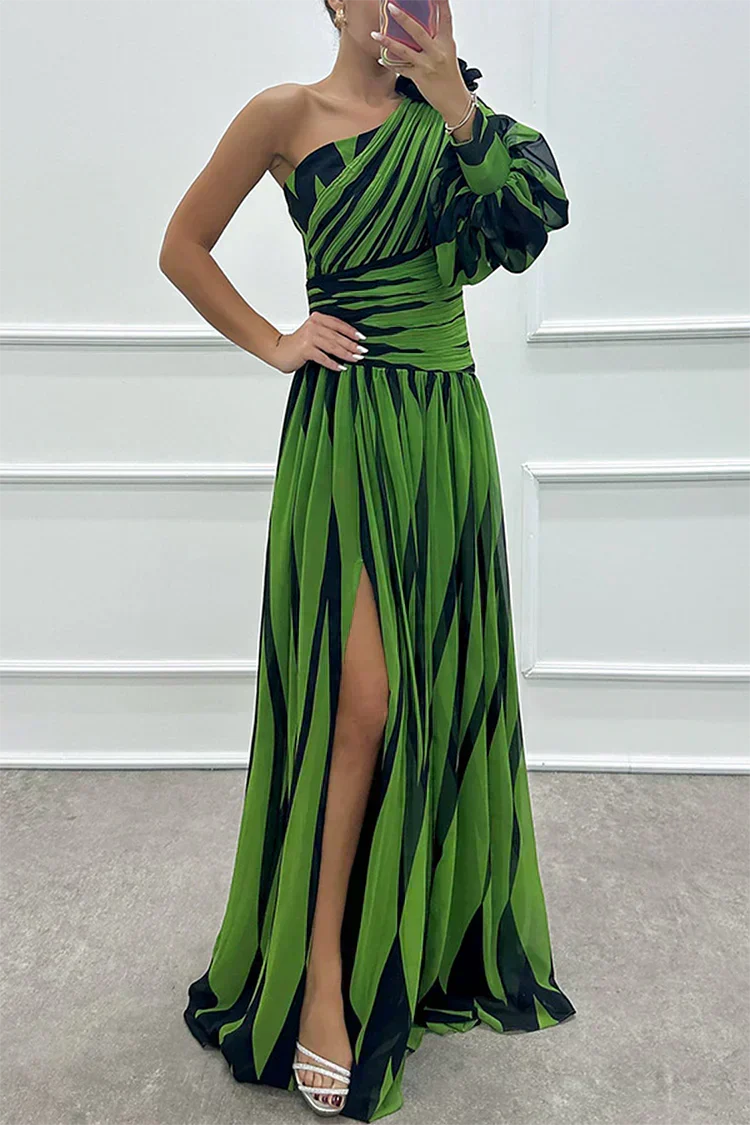 Marie | Feminines Langes Kleid mit Einer Schulter