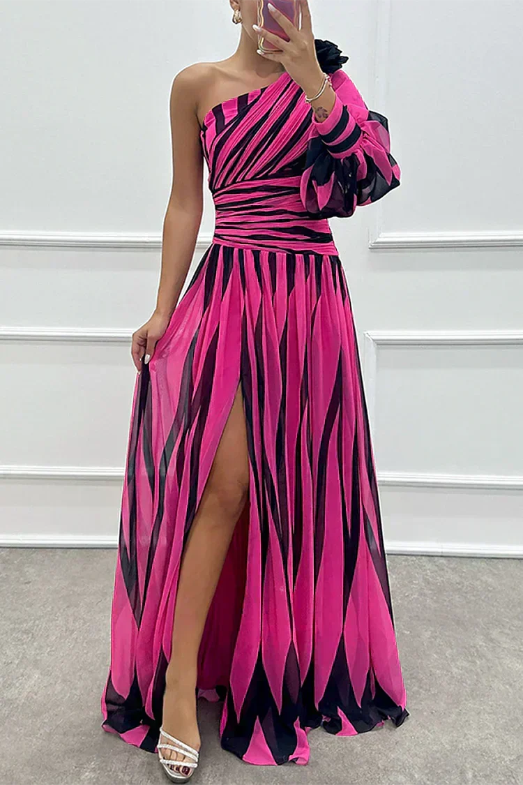 Marie | Feminines Langes Kleid mit Einer Schulter