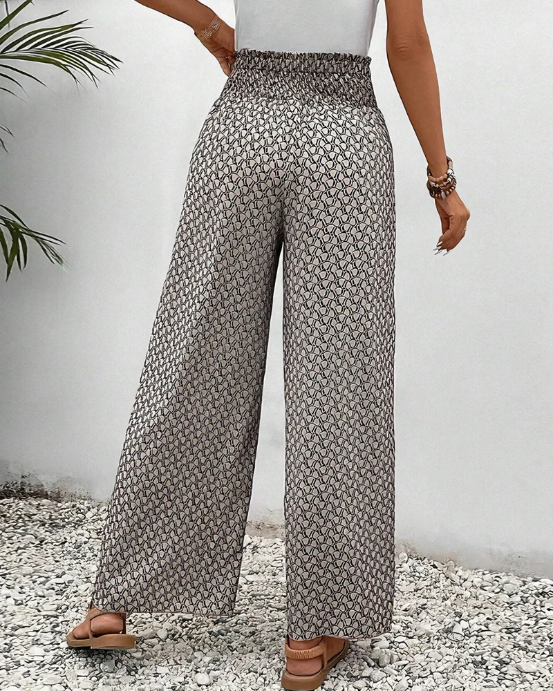 Lena | Elegante Damenhose mit weitem Bein Print
