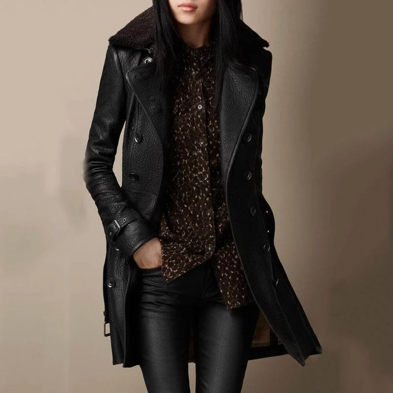 Emma | Damen Doppelreihiger Trenchcoat mit langem Schnitt