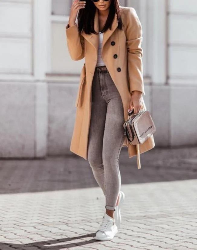 Elsa | Damen Stylischer Langer Steppmantel mit Kapuze