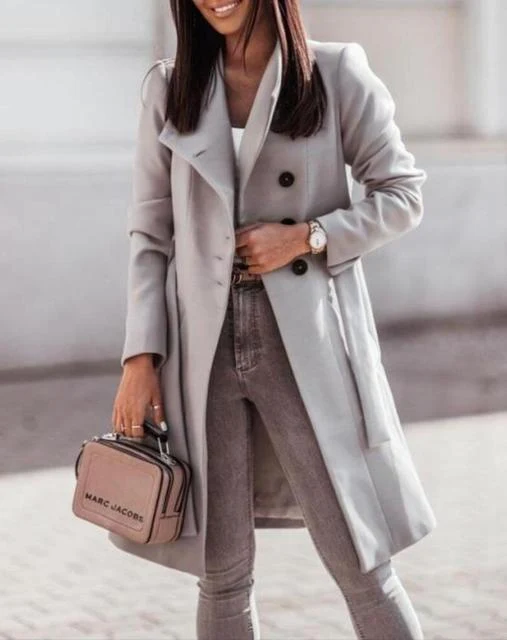 Elsa | Damen Stylischer Langer Steppmantel mit Kapuze