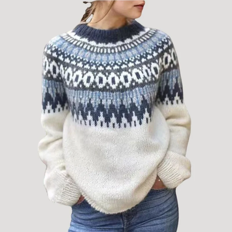 Julia | Damen Frühjahrs Gemusterter Strickpullover