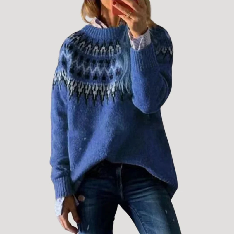 Julia | Damen Frühjahrs Gemusterter Strickpullover