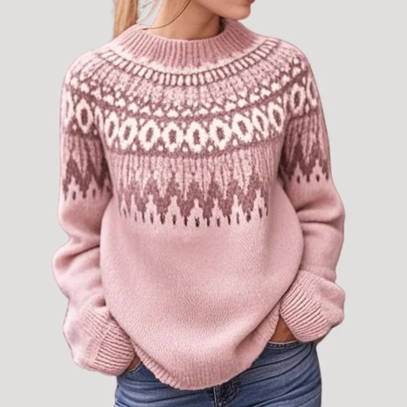 Julia | Damen Frühjahrs Gemusterter Strickpullover