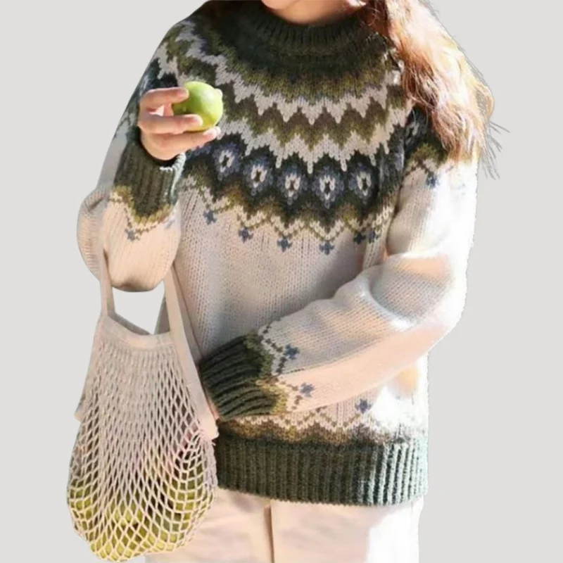 Julia | Damen Frühjahrs Gemusterter Strickpullover