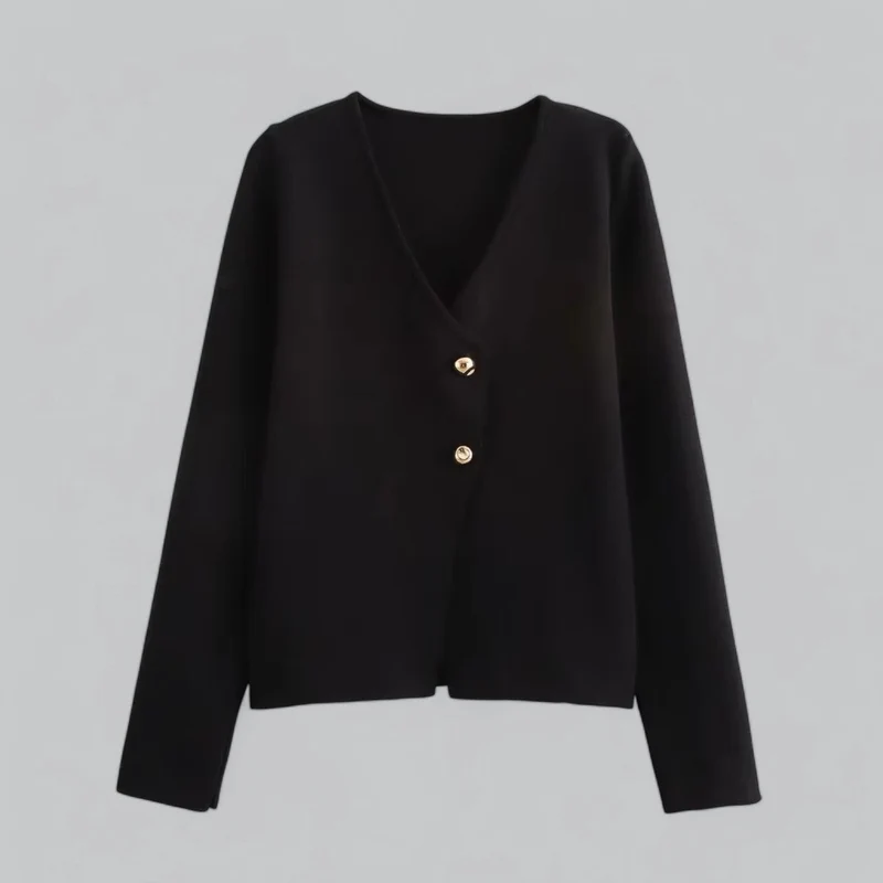Annika | Damen Frühlings Minimalistischer Cardigan Mit Knöpfen