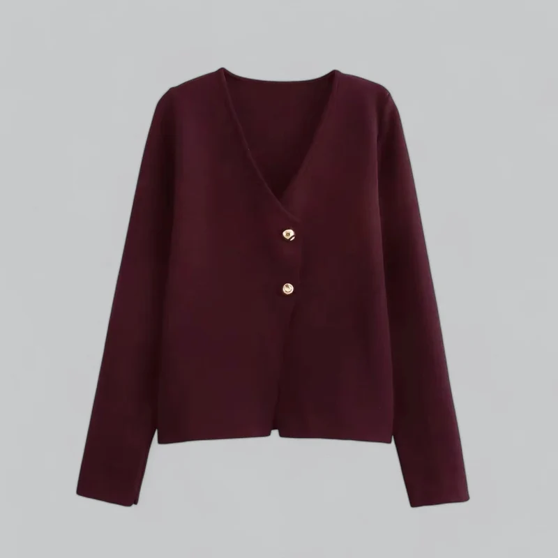 Annika | Damen Frühlings Minimalistischer Cardigan Mit Knöpfen
