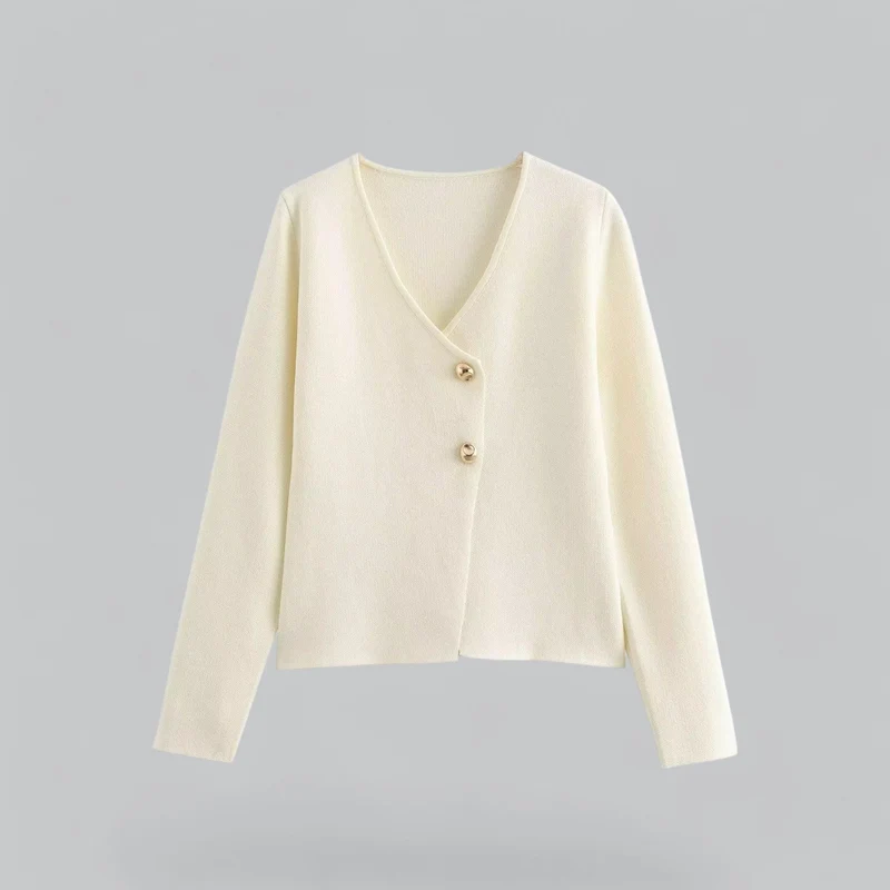 Annika | Damen Frühlings Minimalistischer Cardigan Mit Knöpfen