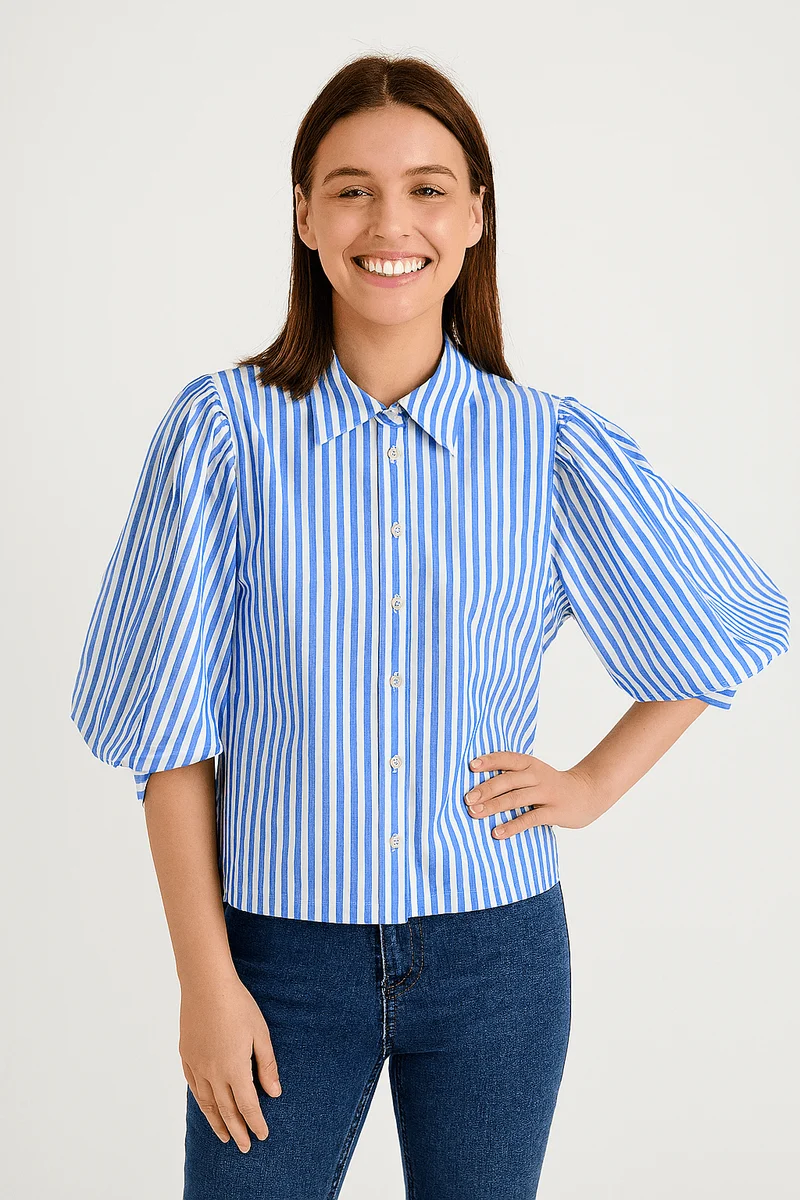 Bluse gestreift Damen | Ballonärmel & Luftiger Komfort