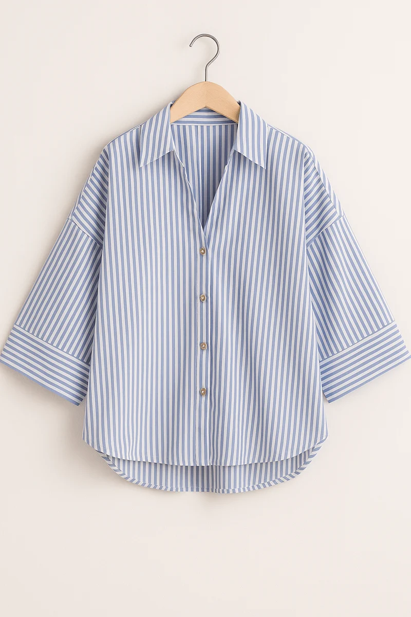 Bluse gestreift Damen | 3/4-Ärmel & Lockerer Schnitt