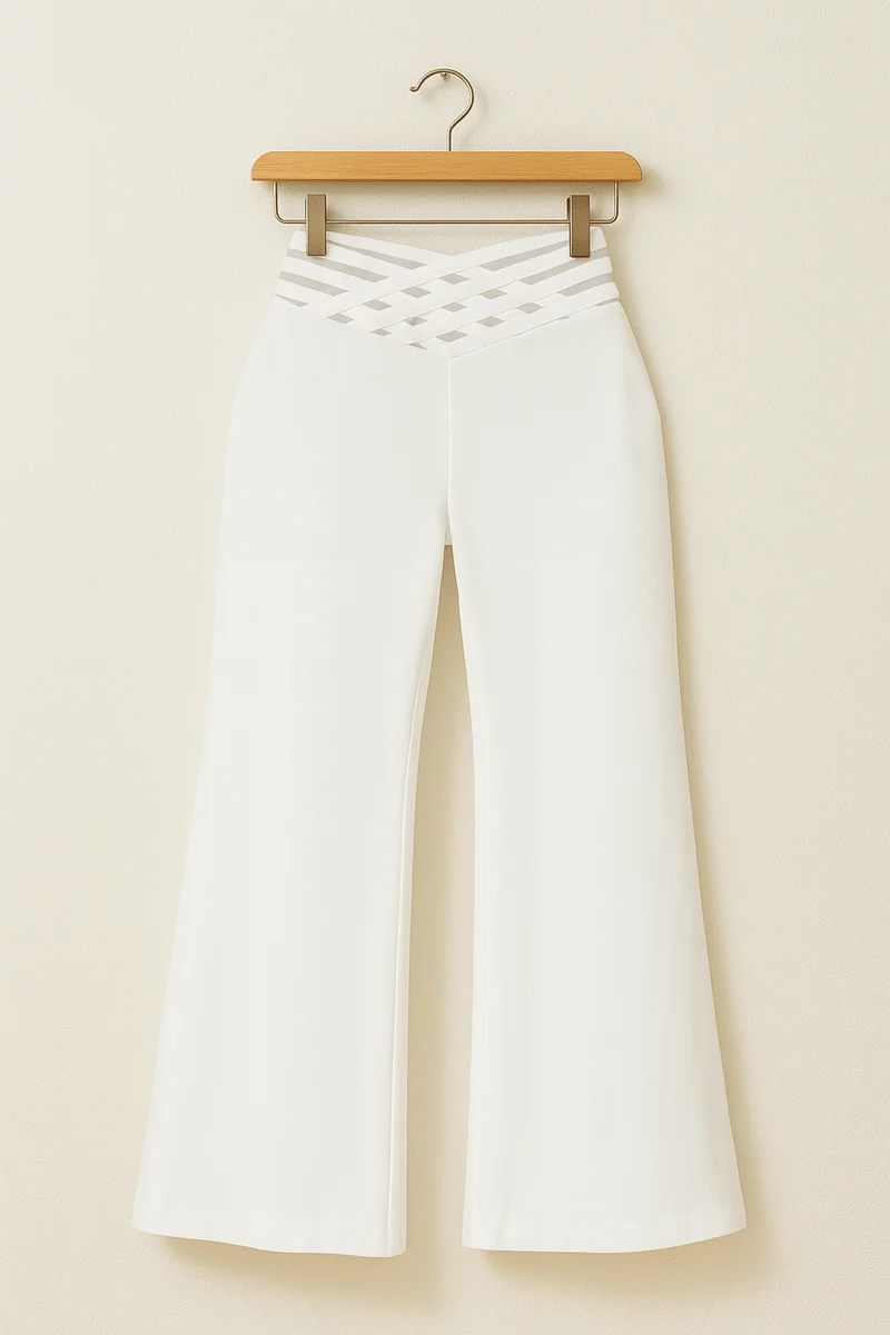 Schlaghose Damen | Hoher Bund & Cut-out Taillen-Detail