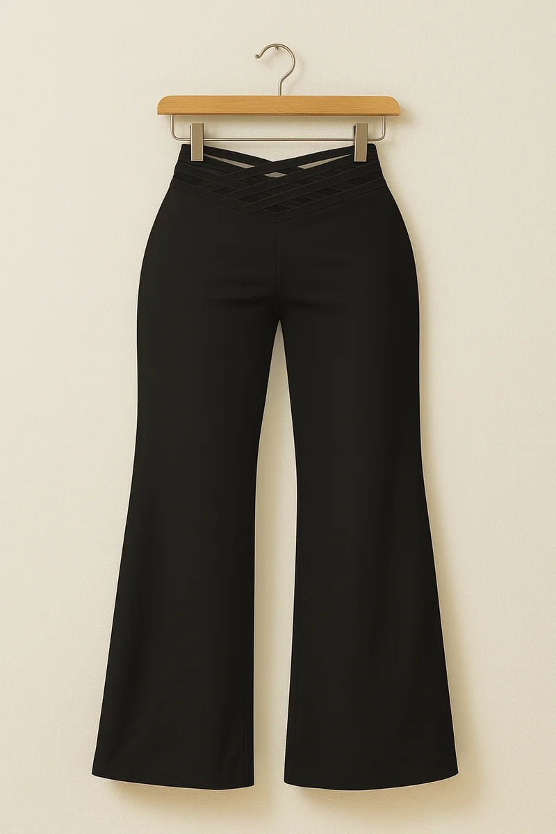 Schlaghose Damen | Hoher Bund & Cut-out Taillen-Detail