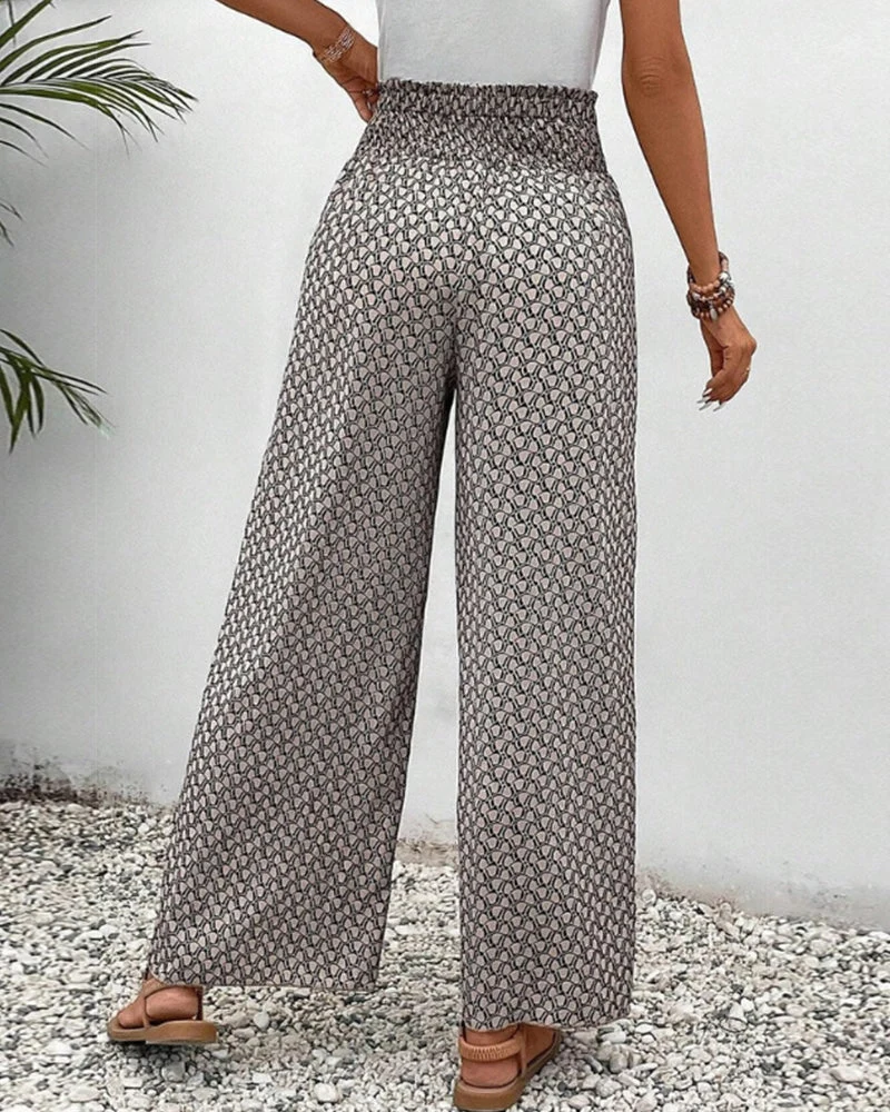 Hose mit weitem Bein Damen | Gemustert & Fließend