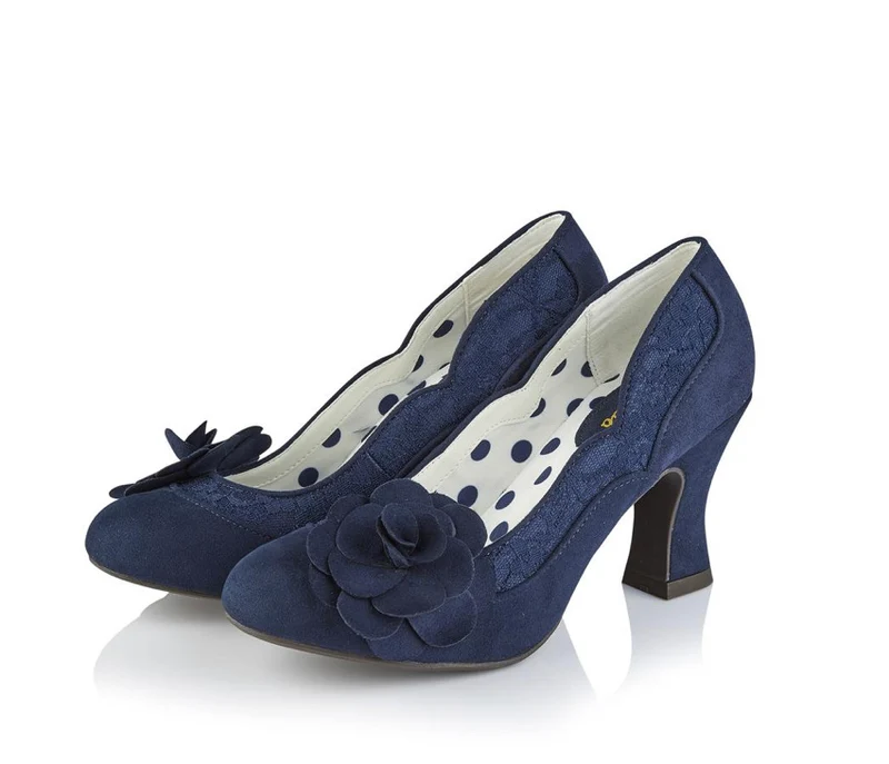 Ruby Shoo – Chrissie Pumps mit Blockabsatz – Marineblau