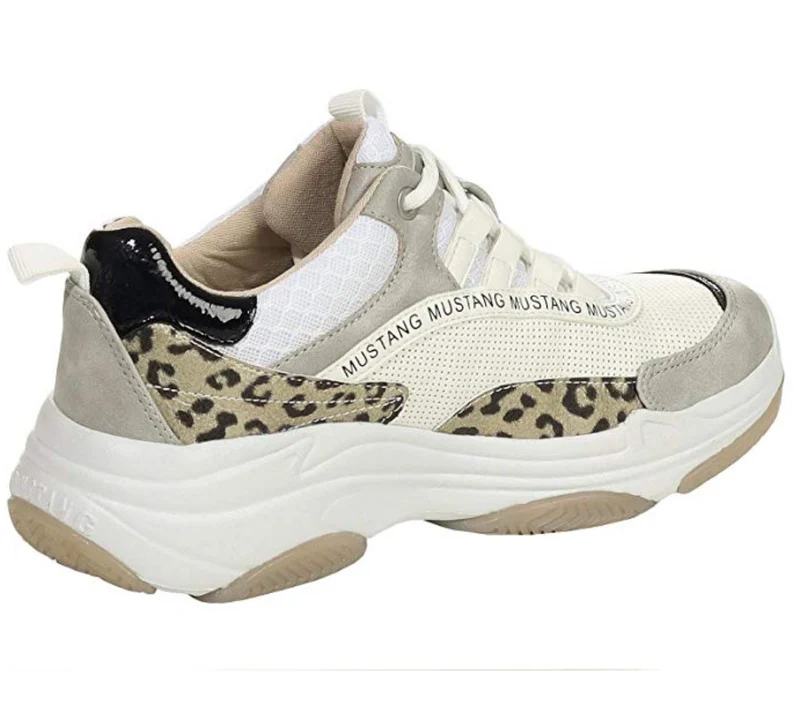 MUSTANG - WEISS/LEOPARDEN-KNOPFIGE SNEAKER