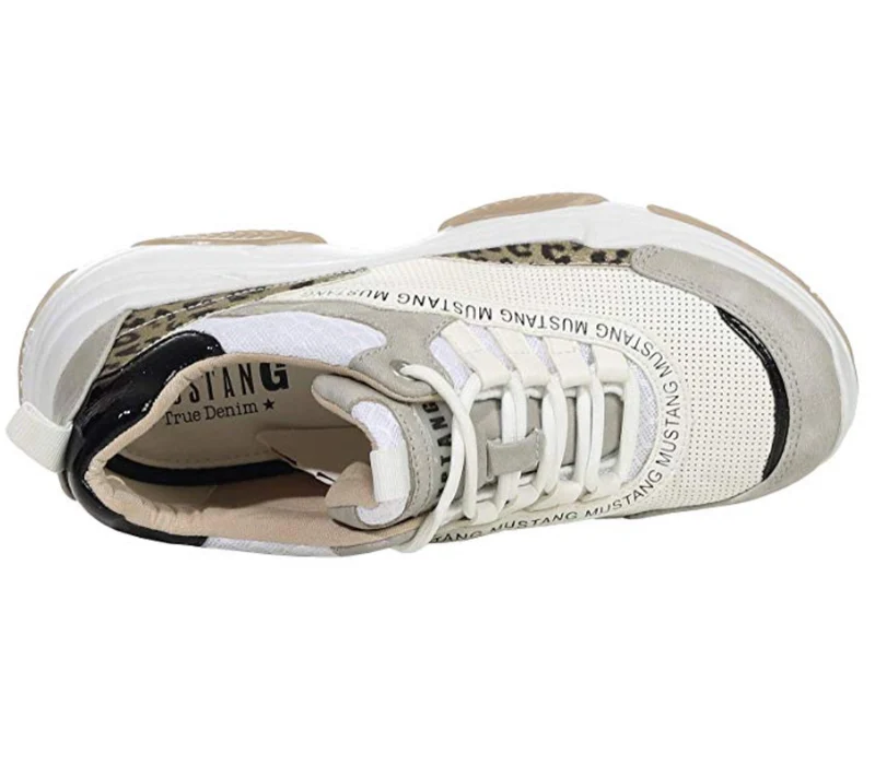 MUSTANG - WEISS/LEOPARDEN-KNOPFIGE SNEAKER