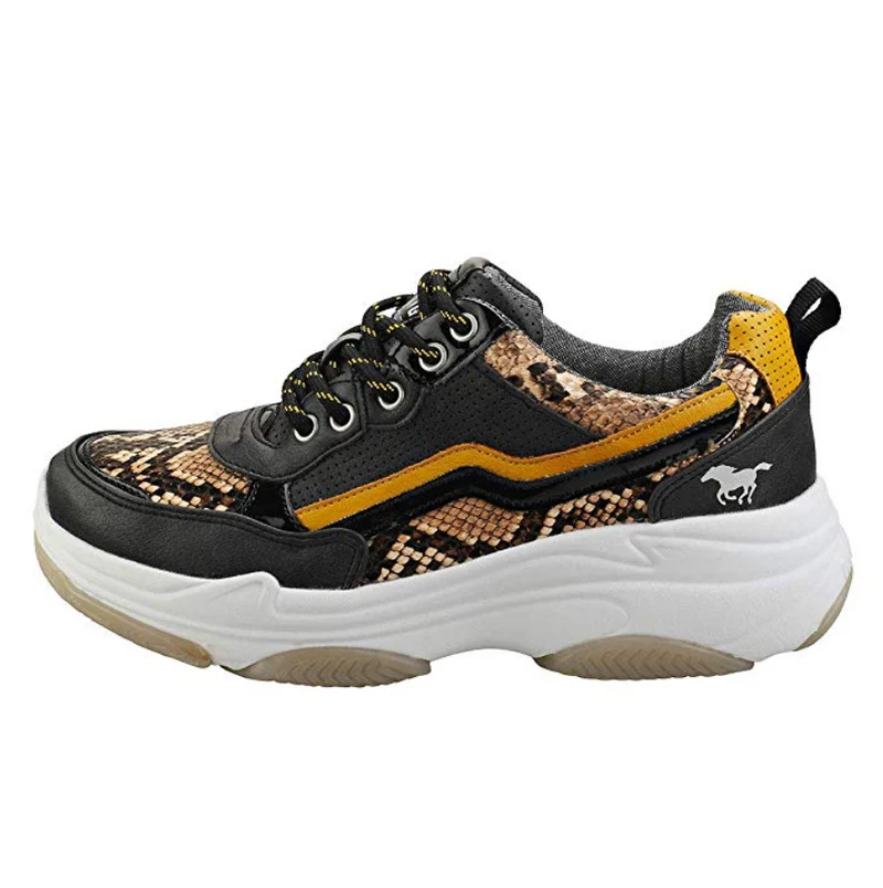 MUSTANG - SCHWARZ - SCHLANGENHAUT-PRINT - CHUNKY TRAINER