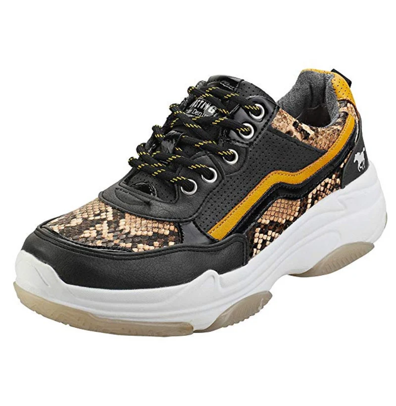 MUSTANG - SCHWARZ - SCHLANGENHAUT-PRINT - CHUNKY TRAINER