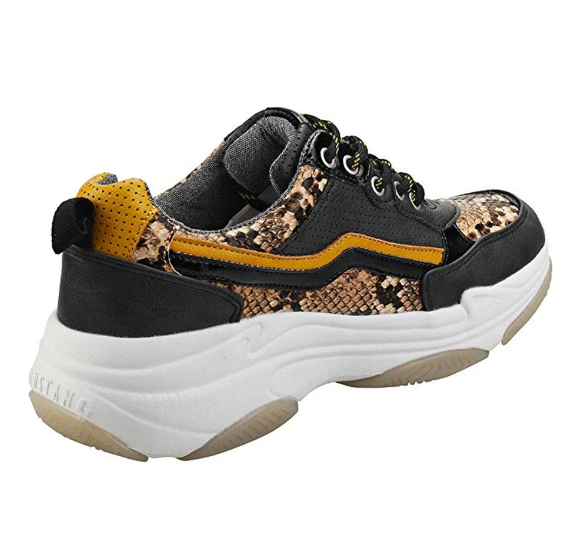 MUSTANG - SCHWARZ - SCHLANGENHAUT-PRINT - CHUNKY TRAINER