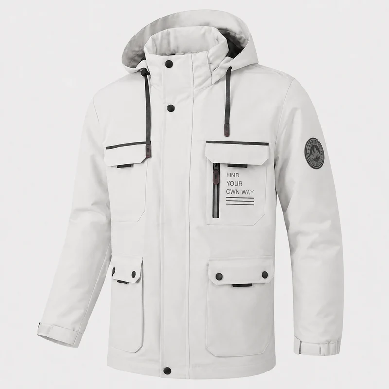 Übergangsjacke Herren | Steppjacke Herren mit Kapuze | Windschutz & große Taschen