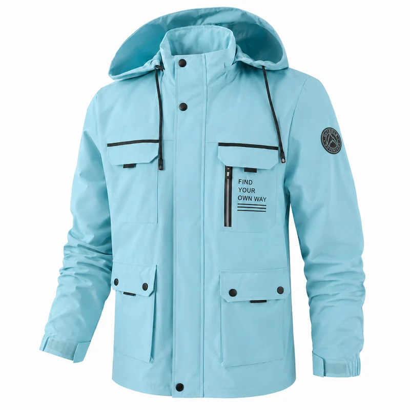 Übergangsjacke Herren | Steppjacke Herren mit Kapuze | Windschutz & große Taschen