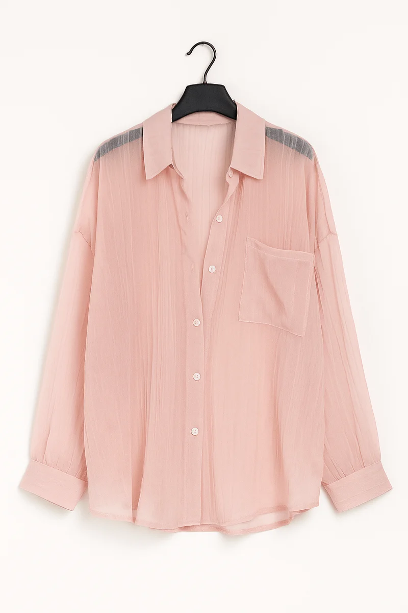 Bluse mit Knopfleiste und Brusttasche Damen | Lockerer Schnitt & Pflegeleichter Look