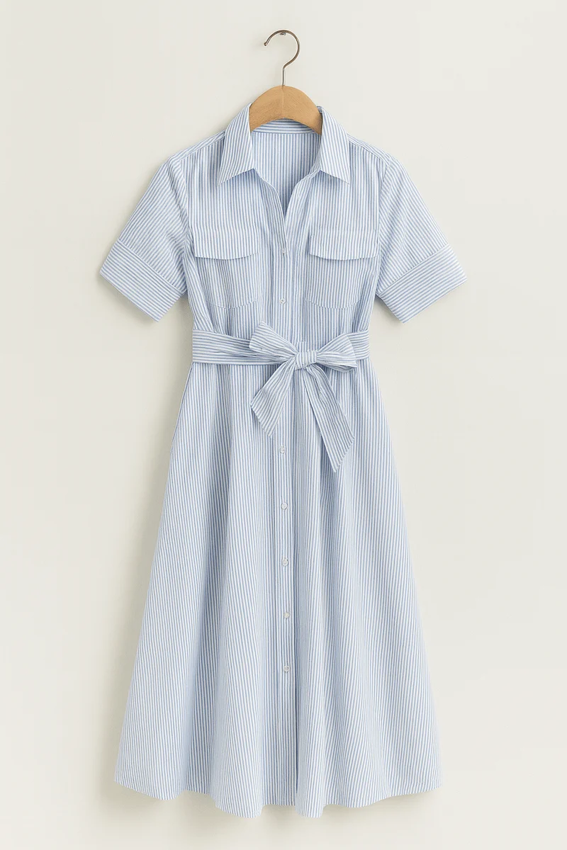 Hemdblusenkleid Damen | Taillengürtel & Figurbetonte Linie