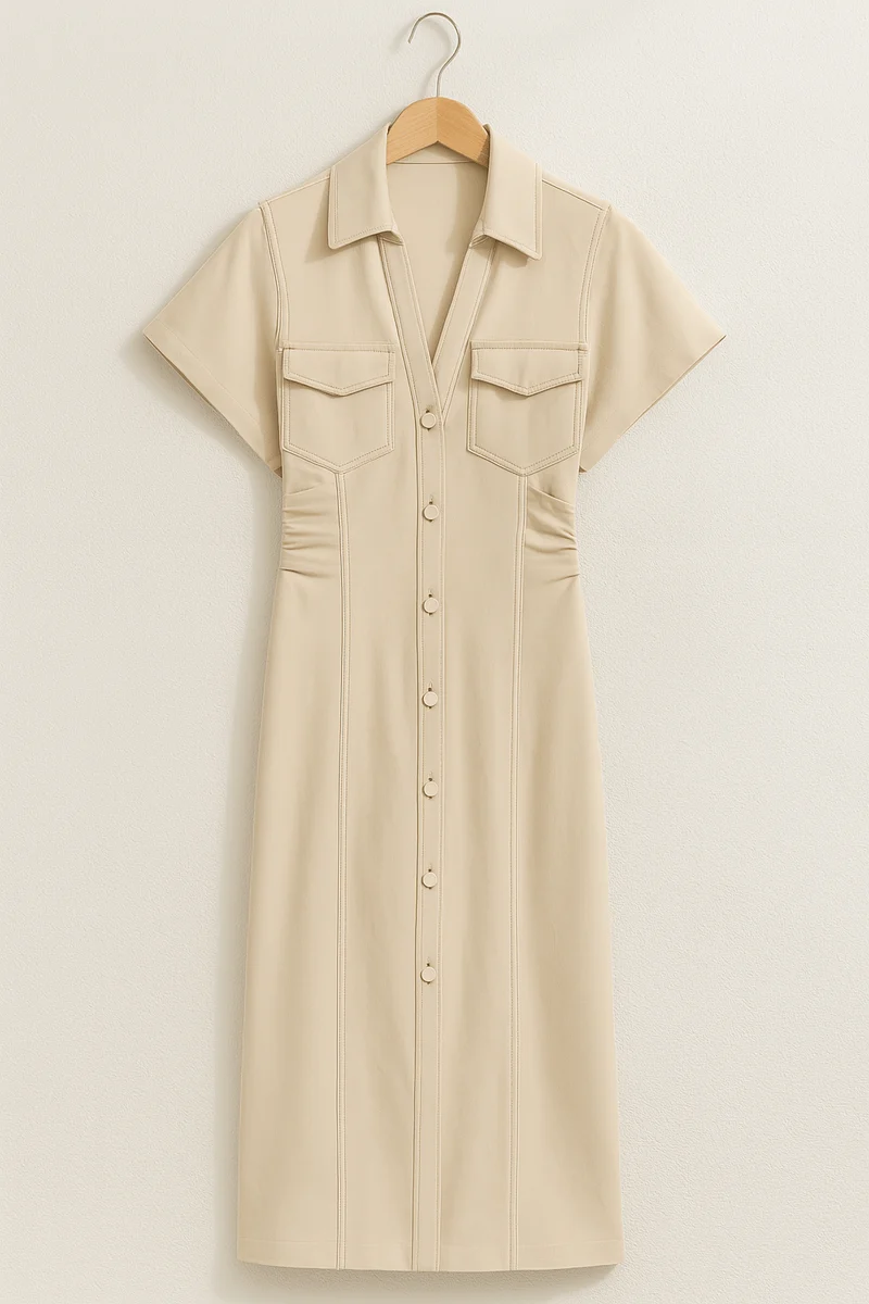 Hemdkleid Damen | Hemdkragen & Durchgehende Knopfleiste