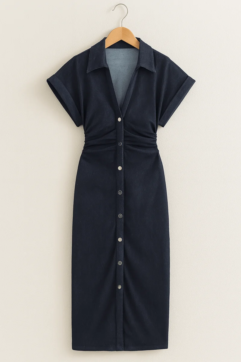 Hemdkleid Damen | Hemdkragen & Durchgehende Knopfleiste