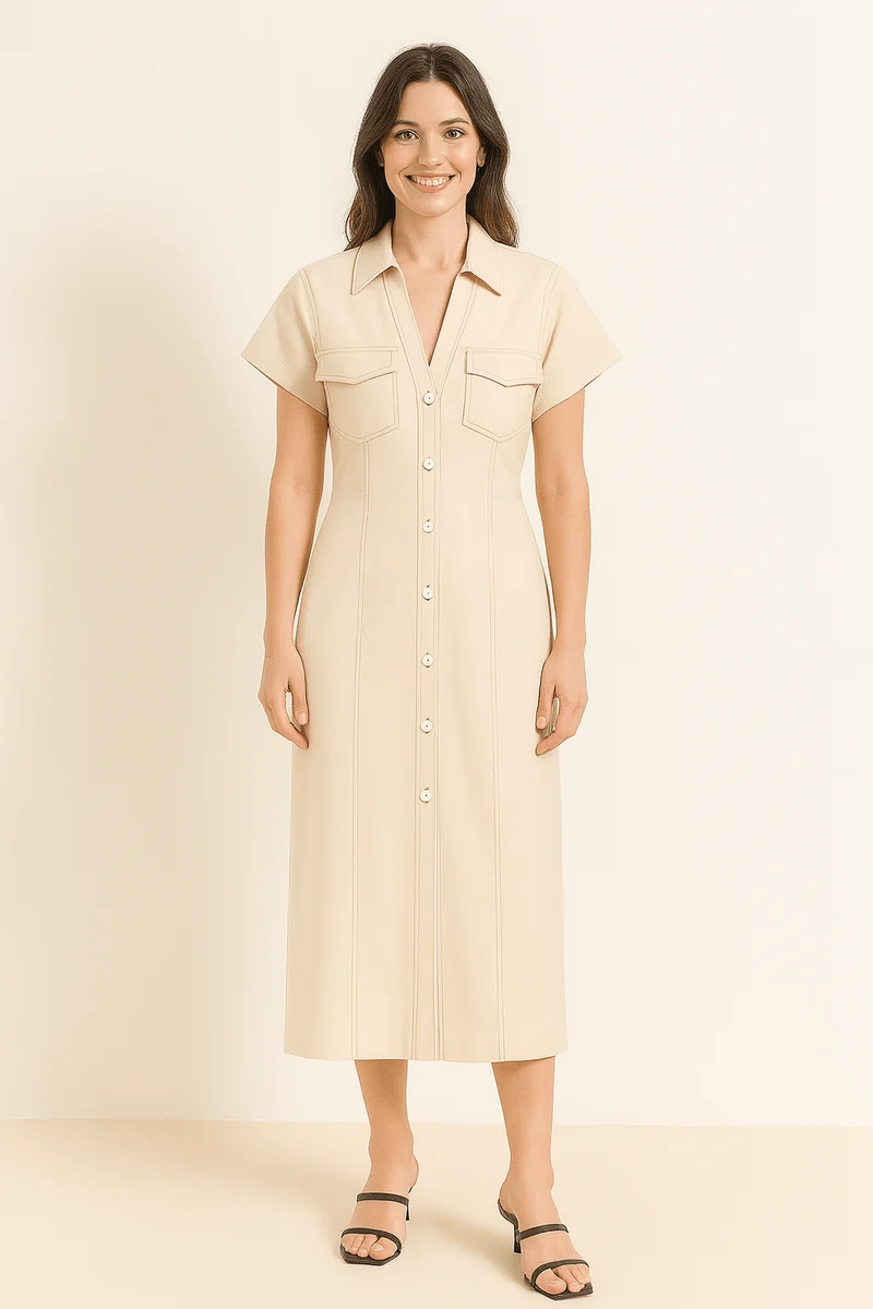 Hemdkleid Damen | Hemdkragen & Durchgehende Knopfleiste