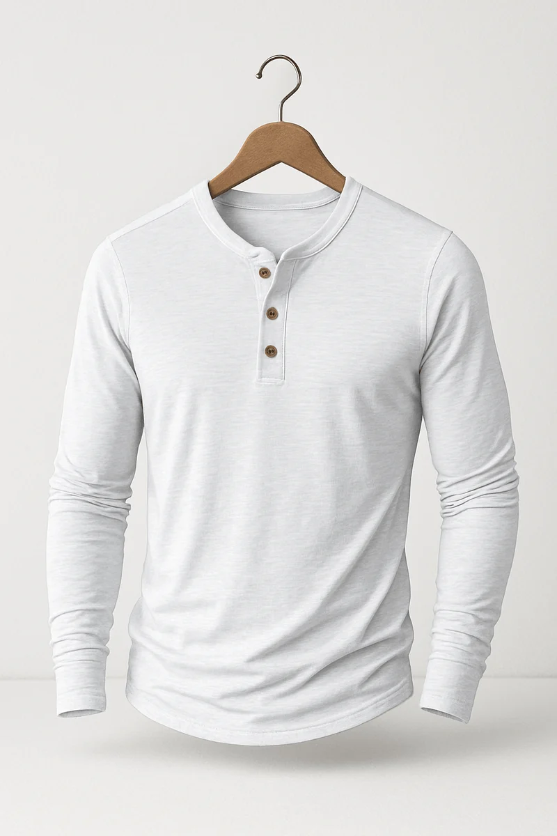 Langarm Shirt Herren | Henley-Knopfleiste & Cleanes Layering