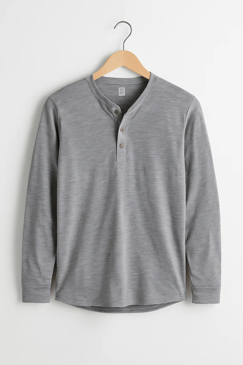 Langarm Shirt Herren | Henley-Knopfleiste & Cleanes Layering