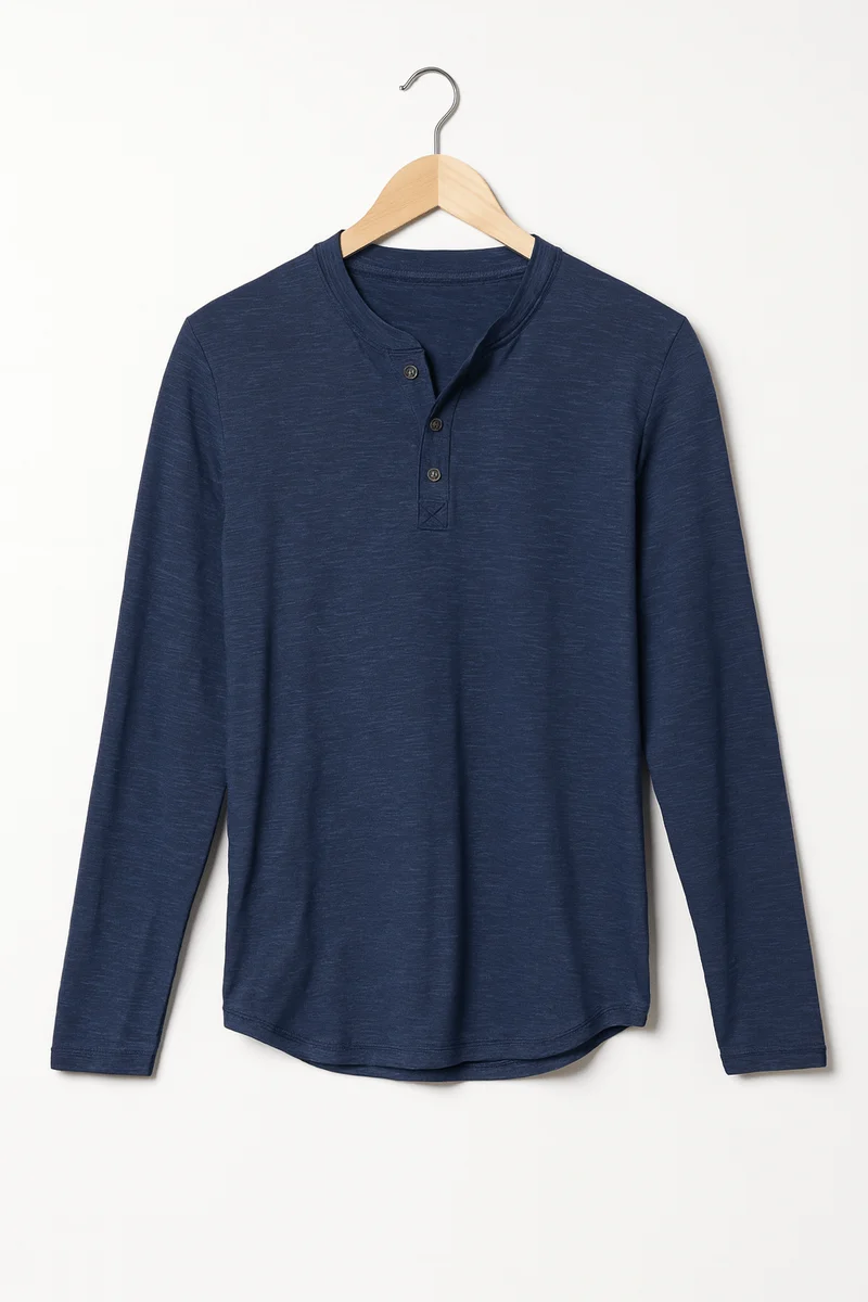 Langarm Shirt Herren | Henley-Knopfleiste & Cleanes Layering